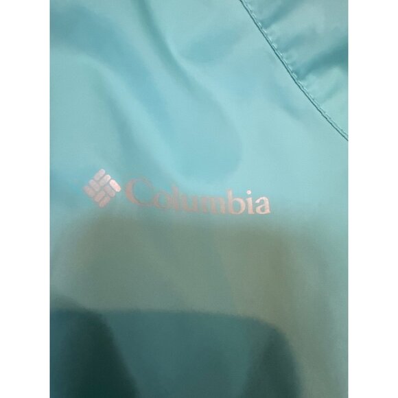 Columbia Womens Lightweight Turquoise Hooded Rain Jacket Windbreaker S - Picture 2 of 6